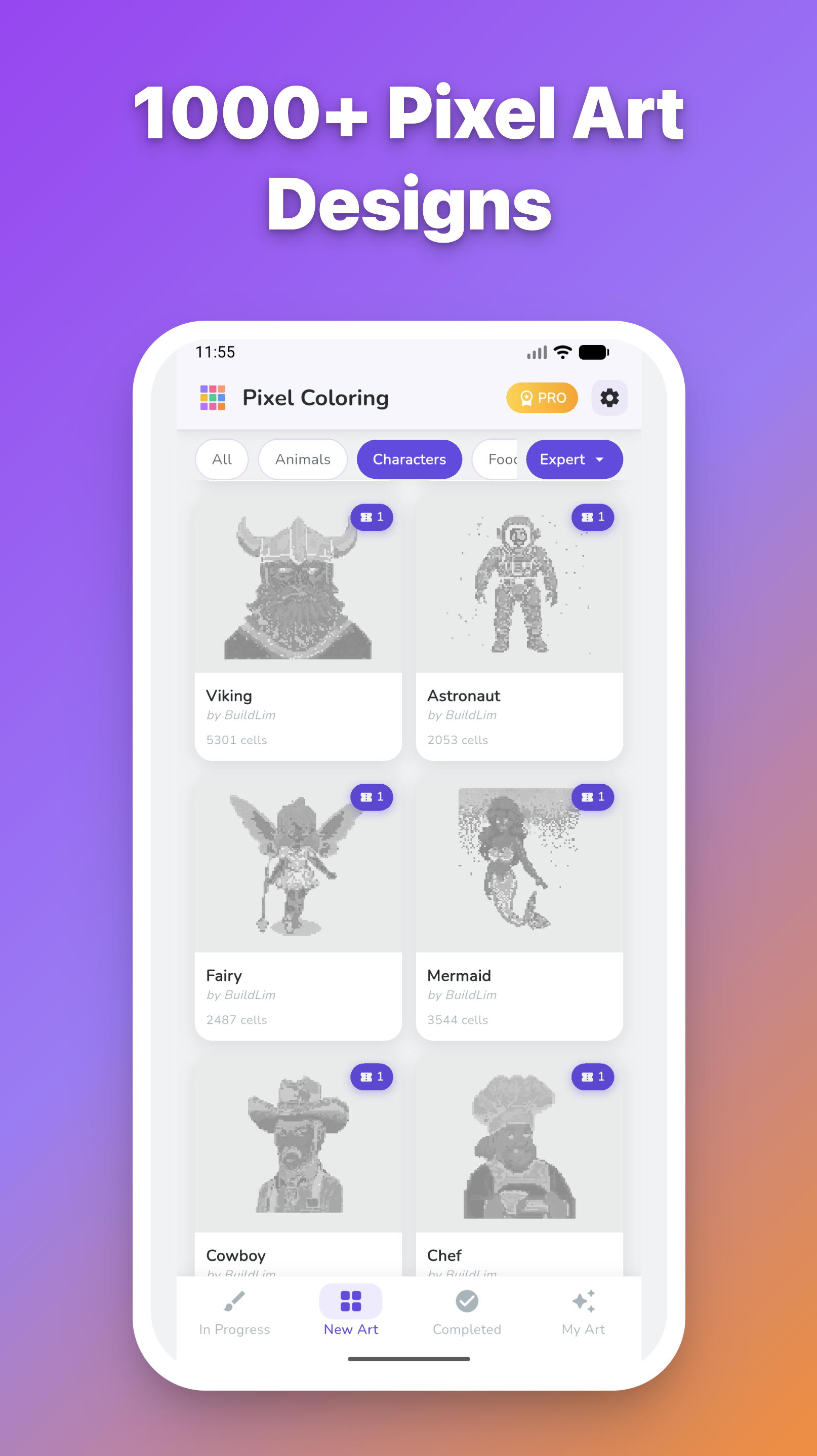 1,000+ pixel art designs